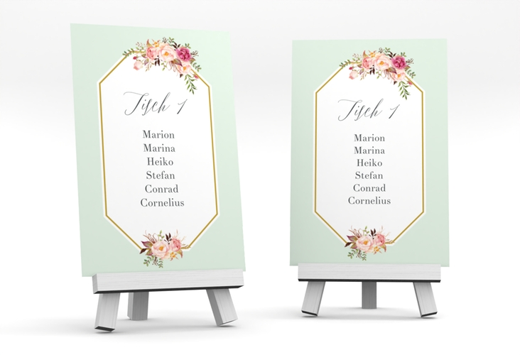 Tischaufsteller Hochzeit Prachtvoll Tischaufsteller mint hochglanz