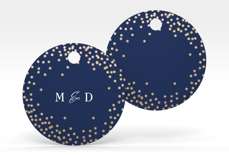 Geschenkanhänger Hochzeit Glitter Geschenkanhänger, rund blau
