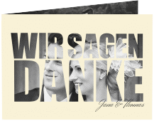 Danksagungskarte Hochzeit Letters A6 Klappkarte quer beige