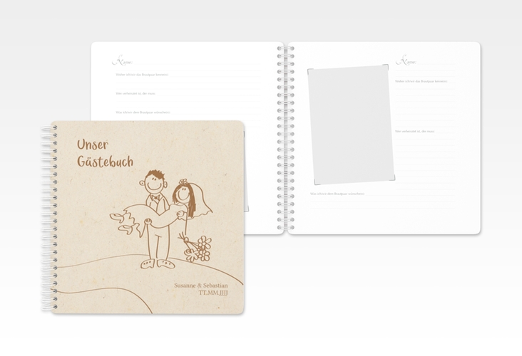Gästebuch Hochzeit Pisa Ringbindung beige