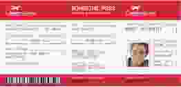 Einladung 30. Geburtstag Boardingpass lange Karte quer rot im Flugticket-Design
