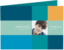 Klick: Details zu Danksagung Konfirmation "Mission" anzeigen Danksagung Konfirmation Mission A6 Klappkarte quer tuerkis