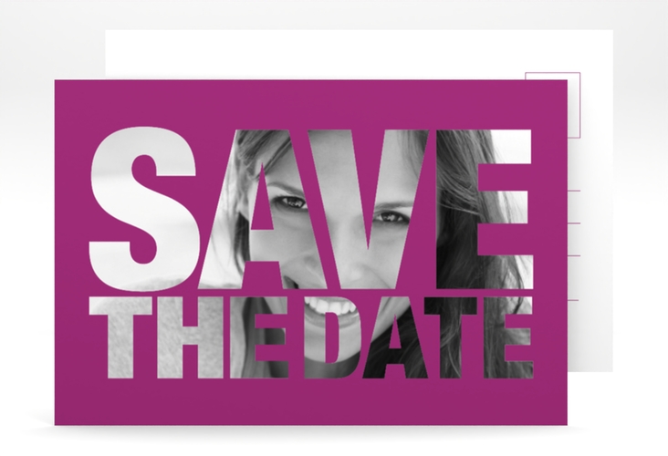 Save the Date-Postkarte Geburtstag Numbers A6 Postkarte pink hochglanz