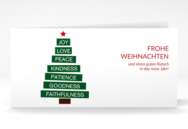 Geschäftliche Weihnachtskarte Christmastree lange Klappkarte quer modern mit Weihnachtsbaum