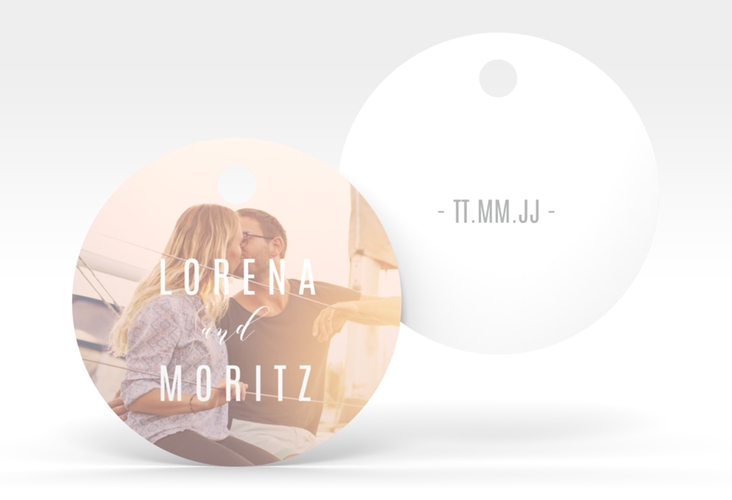 Geschenkanhänger Hochzeit Memory Geschenkanhänger, rund rosa hochglanz zum Personalisieren mit Foto