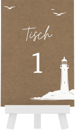 Tischnummer Hochzeit Leuchtturm Tischaufsteller Kraftpapier
