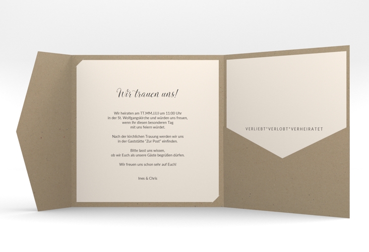 Hochzeitseinladung Dolce Pocketfold beige