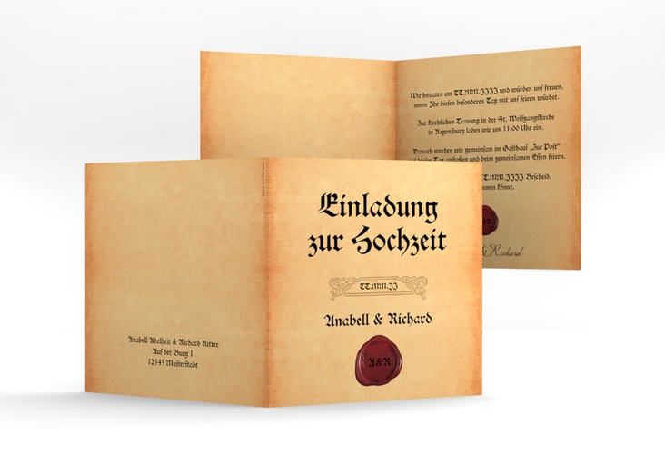 Einladung Hochzeit Mittelalter quadr. Klappkarte