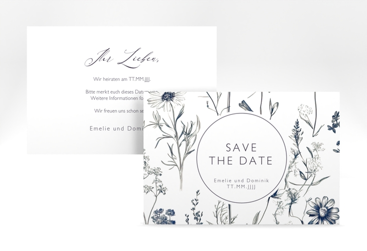 Save the Date-Karte Chinoiserie A6 Karte quer weiss hochglanz