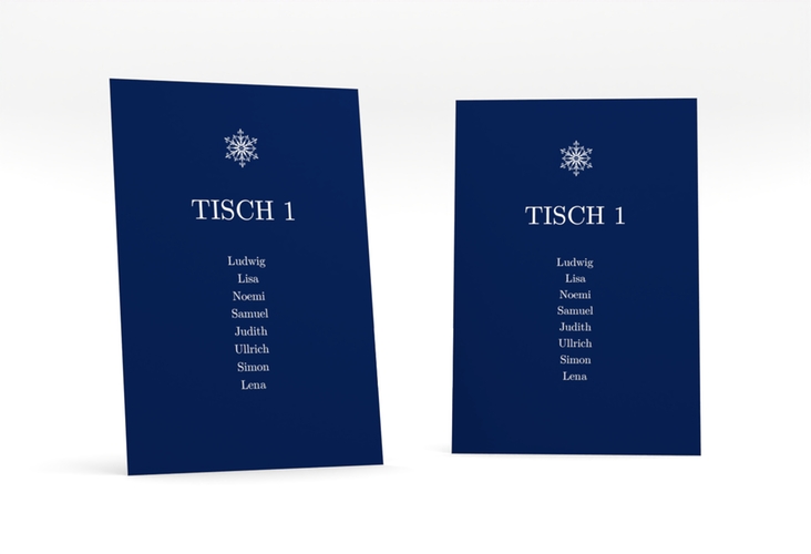 Tischaufsteller Hochzeit Crystal Tischaufsteller blau hochglanz mit Eiskristall