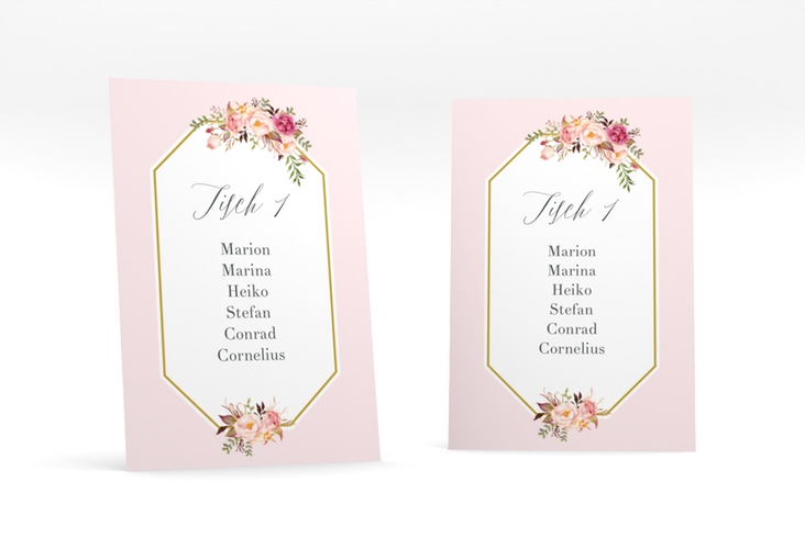 Tischaufsteller Hochzeit Prachtvoll Tischaufsteller rosa hochglanz