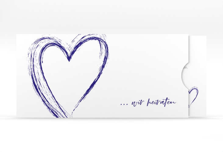 Hochzeitseinladung Liebe Einsteckkarte blau hochglanz