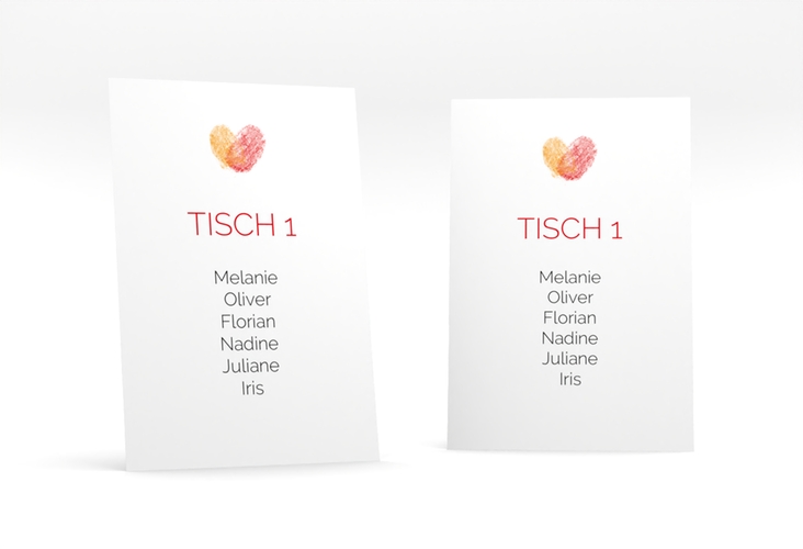 Tischaufsteller Hochzeit Fingerprint Tischaufsteller rot schlicht mit Fingerabdruck-Motiv