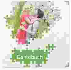 Gästebuch Selection Hochzeit Puzzle Leinen-Hardcover gruen