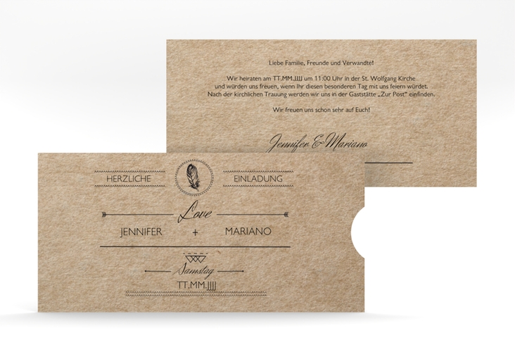 Hochzeitseinladung Colorado Einsteckkarte Kraftpapier