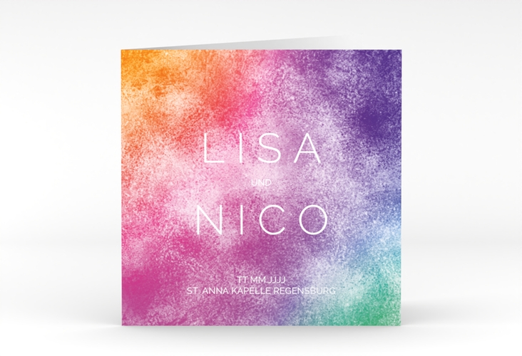 Hochzeitseinladung Colorful quadr. Klappkarte bunt