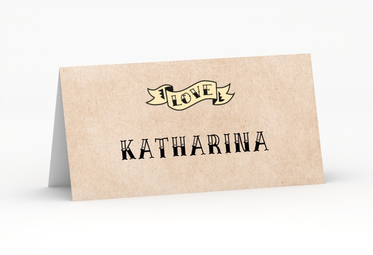 Tischkarte Hochzeit Tattoo Tischkarten mit Herz und zwei Schwalben