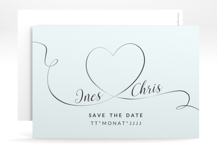 Save the Date-Karte Hochzeit Dolce A6 Karte quer tuerkis hochglanz