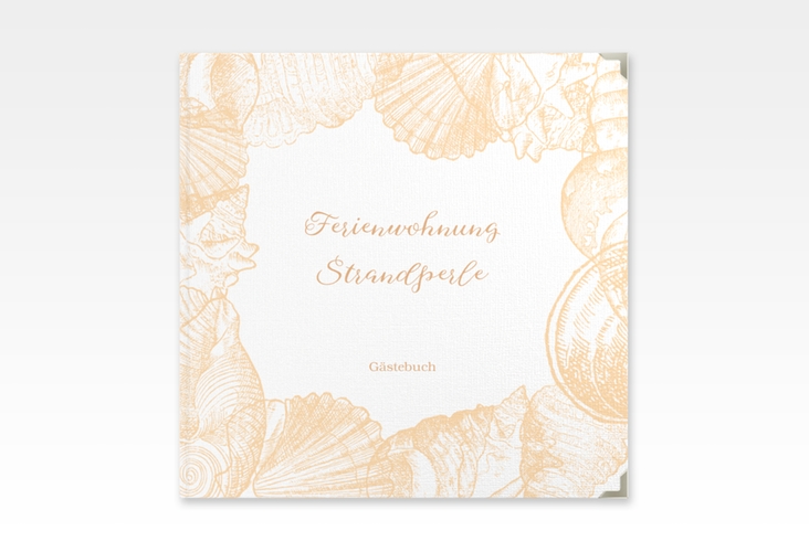 Gästebuch Selection Ferienwohnung Strandperle Leinen-Hardcover beige mit Muschel-Rahmen