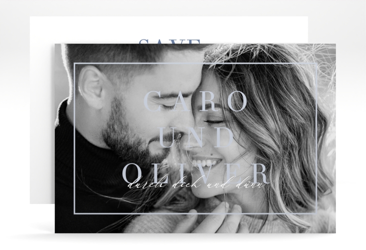 Save the Date-Karte Moment A6 Karte quer blau hochglanz