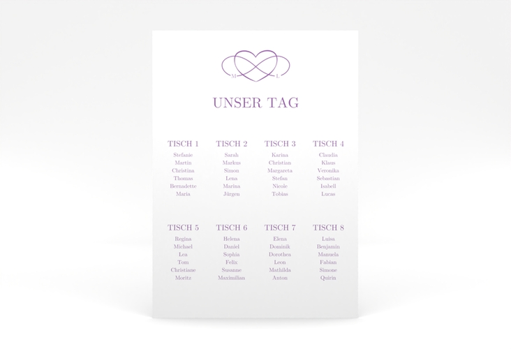 Sitzplan Poster Hochzeit Infinity 50 x 70 cm Poster lila