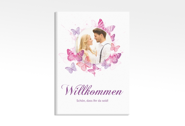 Willkommensschild Leinwand Schmetterlinge 50 x 70 cm Leinwand