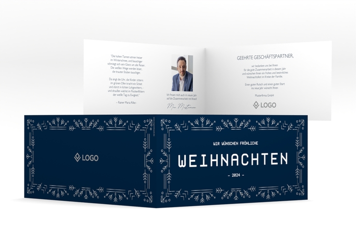 Geschäftliche Weihnachtskarte Flockensymmetrie lange Klappkarte quer