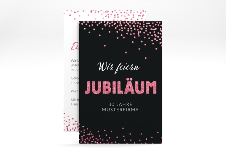 Party Einladungskarte Jubiläum A6 Karte hoch pink hochglanz für Firmen-Events