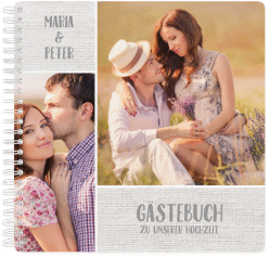 Klick: Details zu Gästebuch Hochzeit "Landliebe" anzeigen Gästebuch Hochzeit "Landliebe" Ringbindung braun