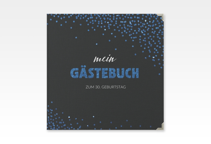 Gästebuch Selection Geburtstag Glitzer Leinen-Hardcover blau
