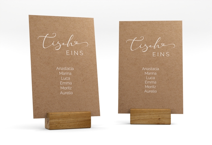Tischaufsteller Hochzeit Jawort Tischaufsteller Kraftpapier hochglanz modern minimalistisch mit veredelter Aufschrift