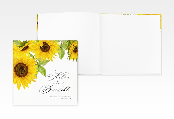 Gästebuch Creation Sonnenblume 20 x 20 cm, Hardcover weiss