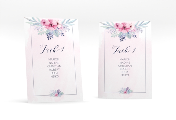 Tischaufsteller Hochzeit Surfinia Tischaufsteller rosa