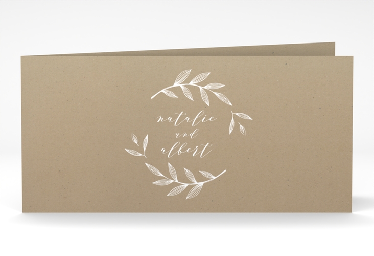 Hochzeitseinladung Naturelove lange Klappkarte quer weiss hochglanz
