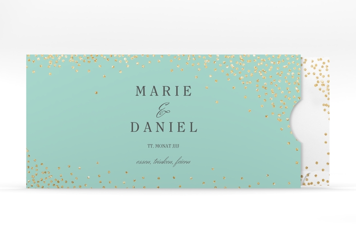 Hochzeitseinladung "Glitter" Einsteckkarte mint