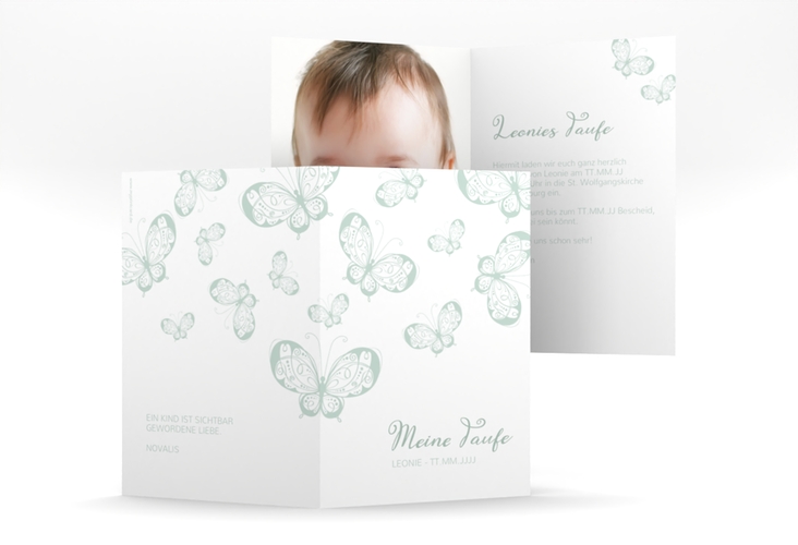 Taufeinladung Protection A6 Klappkarte hoch mint