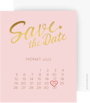 Klick: Details zu Save the Date-Kalenderblatt "Glam" anzeigen Save the Date-Kalenderblatt Glam Kalenderblatt-Karte rosa