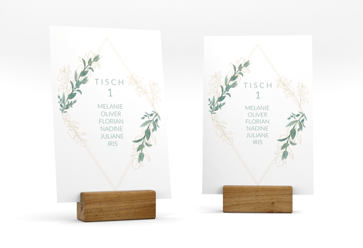 Tischaufsteller Hochzeit Verde Tischaufsteller weiss