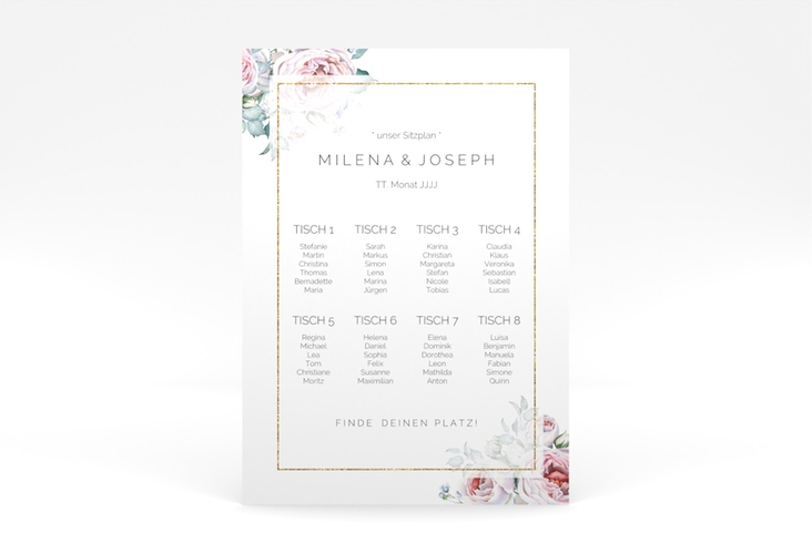 Sitzplan Poster Hochzeit Embrace 50 x 70 cm Poster weiss