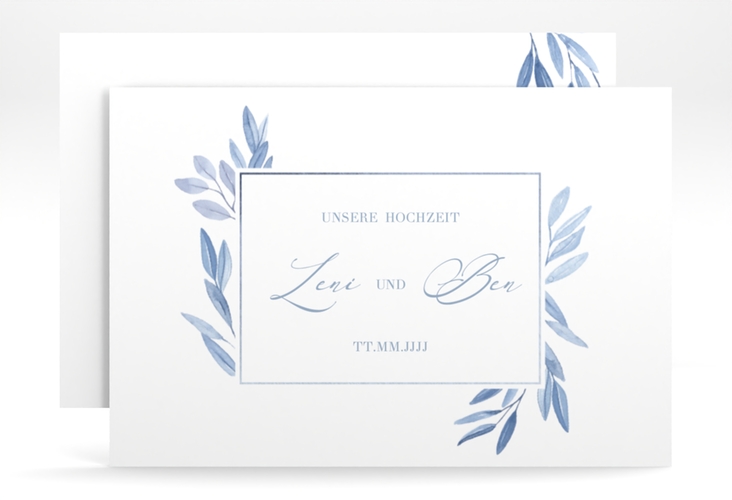 Save the Date-Karte Classicblue A6 Karte quer weiss hochglanz