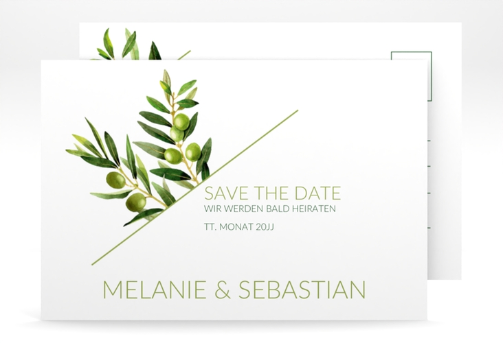 Save the Date-Postkarte Olivenzweig A6 Postkarte