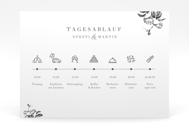 Tagesablauf Poster Hochzeit Magnificent 70 x 50 cm Poster schwarz