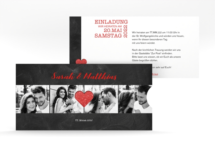Hochzeitseinladung Sparkly Einsteckkarte rot