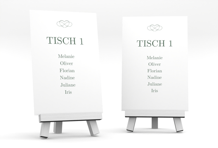 Tischaufsteller Hochzeit Infinity Tischaufsteller gruen