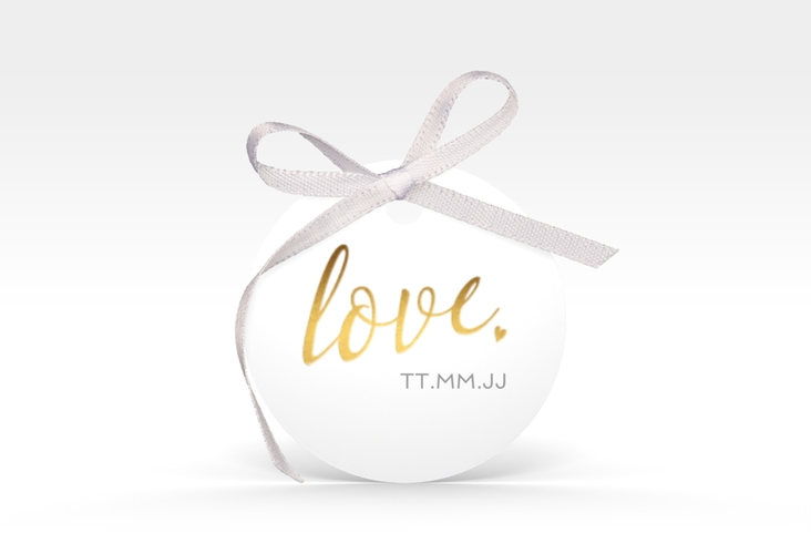 Geschenkanhänger Hochzeit Glam Geschenkanhänger, rund weiss hochglanz