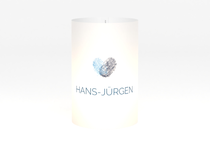 Windlicht Hochzeit Fingerprint Windlicht blau schlicht mit Fingerabdruck-Motiv
