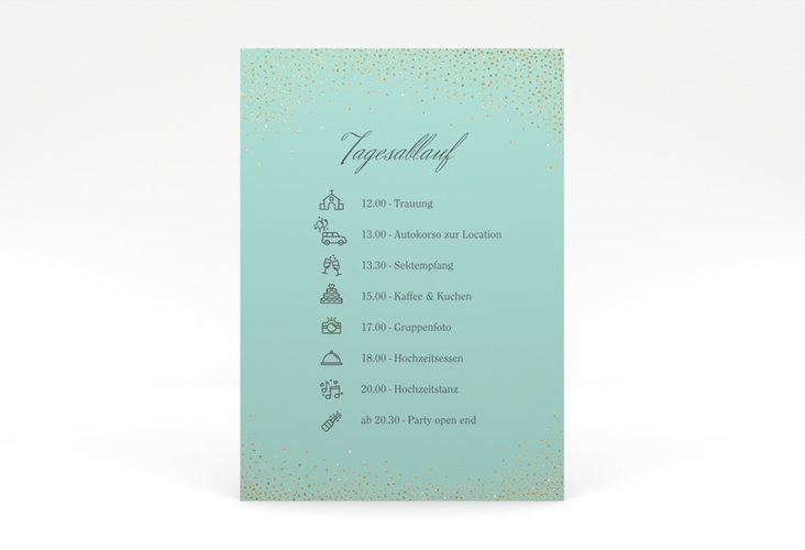 Tagesablauf Poster Hochzeit Glitter 50 x 70 cm Poster mint