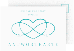 Klick: Details zu Antwortkarte Hochzeit "Infinity" anzeigen Antwortkarte Hochzeit Infinity A6 Postkarte tuerkis