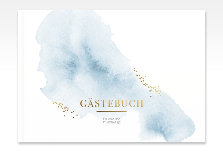 Gästebuch A4 quer Pastell A4 quer, Hardcover blau