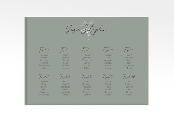 Sitzplan Leinwand Hochzeit Seed 70 x 50 cm Leinwand gruen